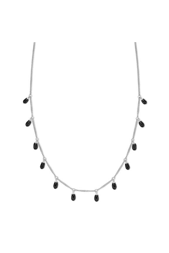 925 Sterling Silver 18" Link Chain Necklace With Oval Black Onyx Fine Jewelry