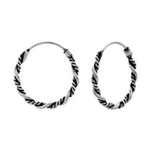 925 Sterling Silver 18 mm Twisted Bali Hoop Earrings