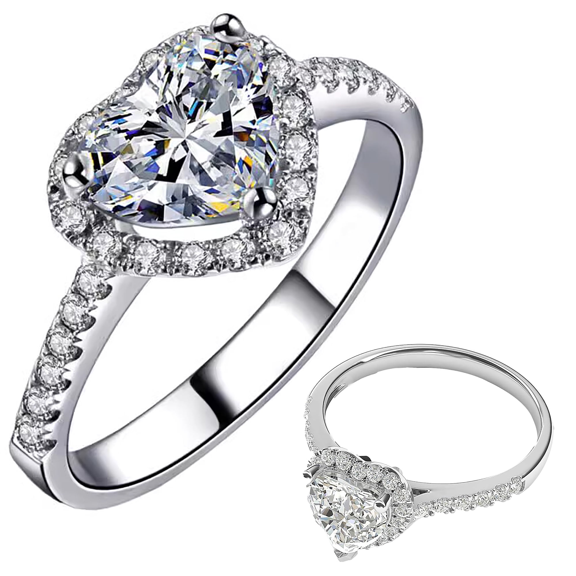 April 14K Rose Gold 1.5 Ct. (9x6mm) Pear Moissanite Engagement Ring With 1.5mm Side Stones
