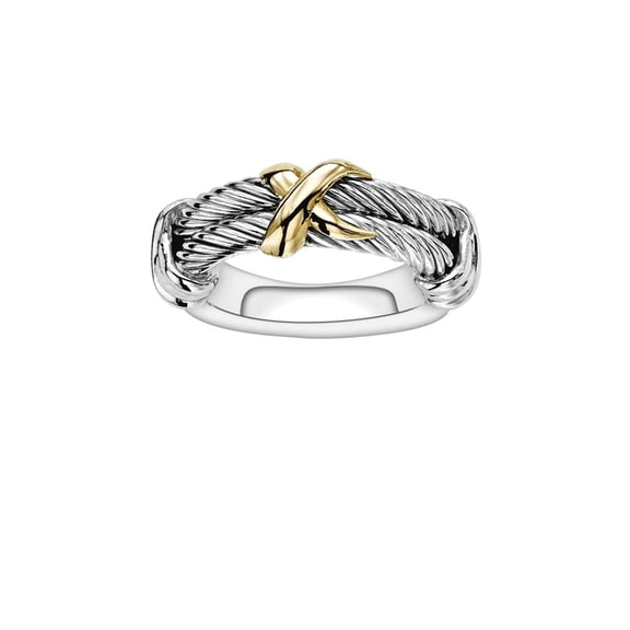 925 Sterling Silver 18k Gold and Polished Italian Cable Size 8 Ring Ring for Women