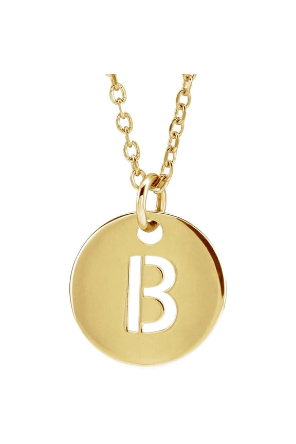 925 Sterling Silver 18k Yellow Gold Plated Letter Name Personalized Monogram Initial B 10mm 16-18 Inch Polished Initial