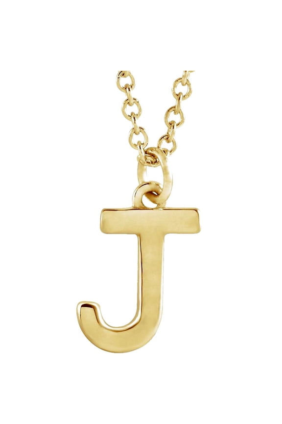 925 Sterling Silver 18k Yellow Gold Plated Letter Name Personalized Monogram Initial J 9.5x6.9mm 18 Inch Polished Initia