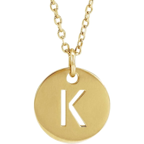 925 Sterling Silver 18k Yellow Gold Plated Letter Name Personalized Monogram Initial K 10mm 16-18 Inch Polished Initial