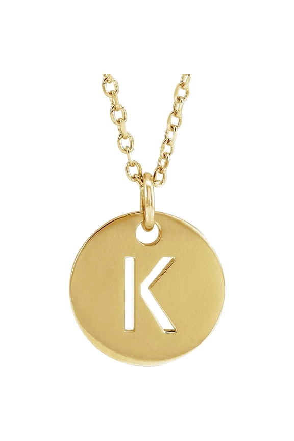 925 Sterling Silver 18k Yellow Gold Plated Letter Name Personalized Monogram Initial K 10mm 16-18 Inch Polished Initial