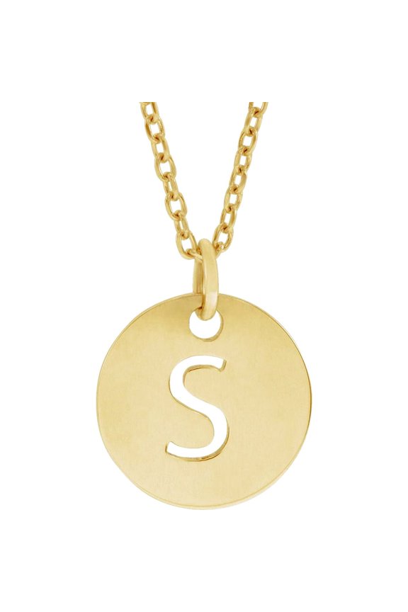 925 Sterling Silver 18k Yellow Gold Plated Letter Name Personalized Monogram Initial S 10mm 16-18 Inch Polished Initial