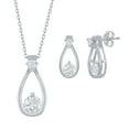 thumbnail image 1 of 925 Sterling Silver/18kGold Plated Round Cubic Zirconia Pear-Shape Designed Bridal Engagement Teardrop 18’’ Pendant Necklace and Earrings Set Wedding Jewelry for Brides, Bridesmaids, Women, and Teens, 1 of 7