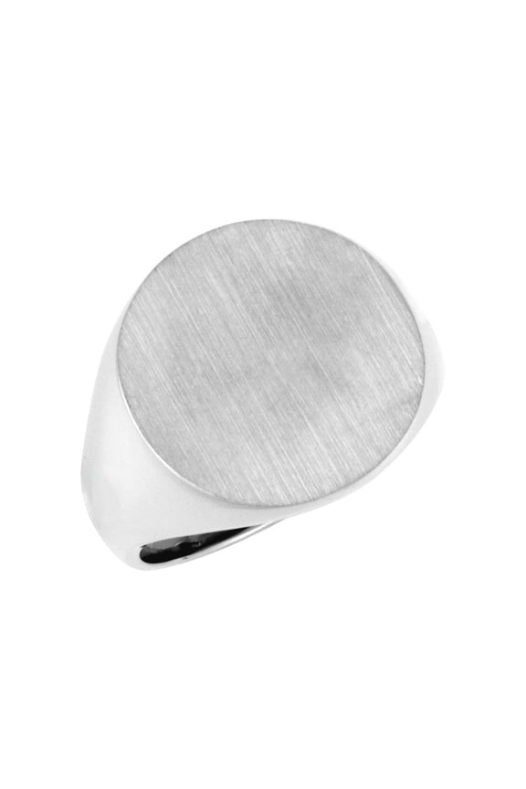 925 Sterling Silver 18x18mm Brush Finished Top Polished Signet Ring Size 11 Ring for Women