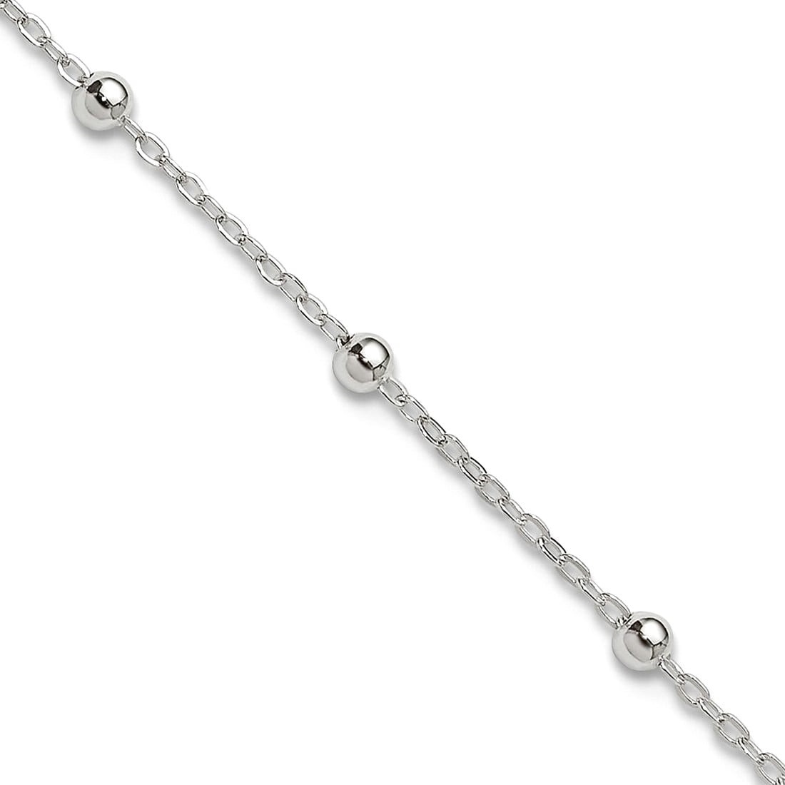 925 Sterling Silver 1mm Beaded Chain Plus 1in Extension Anklet 10 Inch Anklet for Women and Men