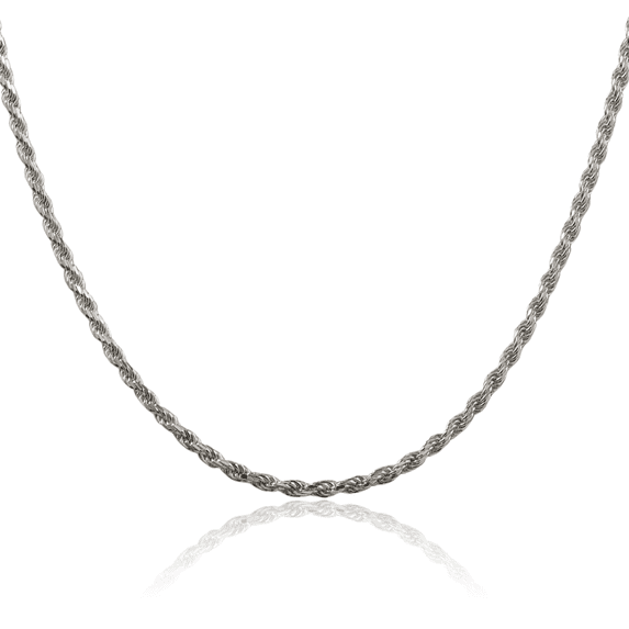 925 Sterling Silver 2.25mm Rope Chain Twisted Link Necklace