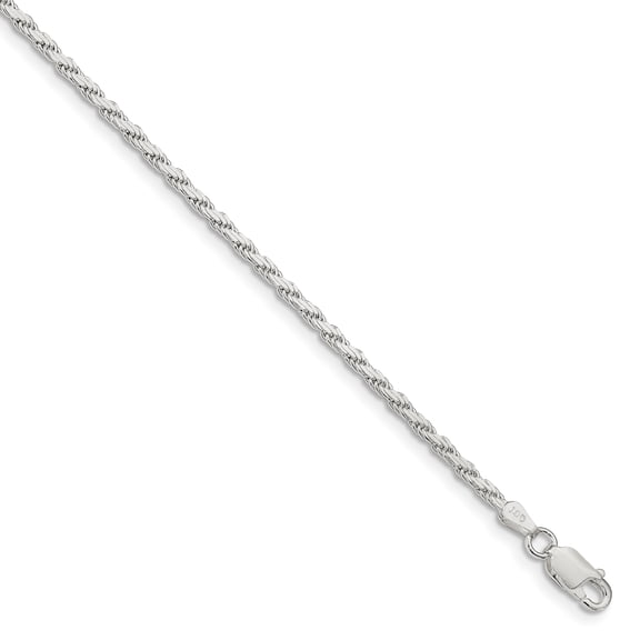925 Sterling Silver 2.3mm Flat Rope Chain Bracelet