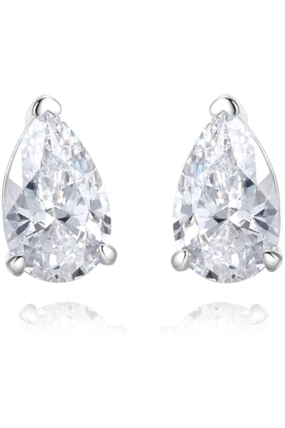 925 Sterling Silver 2-4 Carat Lab Simulation-Diamond Stud Earrings 5A Cubic Zirconia Stud Earrings Hypoallergenic White Gold Plated, Perfect Jewelry Gifts