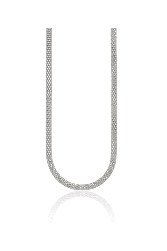 925 Sterling Silver 2.4mm Thin Popcorn Mesh Chain Necklace - 18 inch - Polished Adult