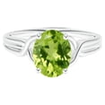 thumbnail image 1 of 925 Sterling Silver 2.5 Ctw Oval Peridot Gemstone Criss Cross Shank Women Wedding Ring, 1 of 4