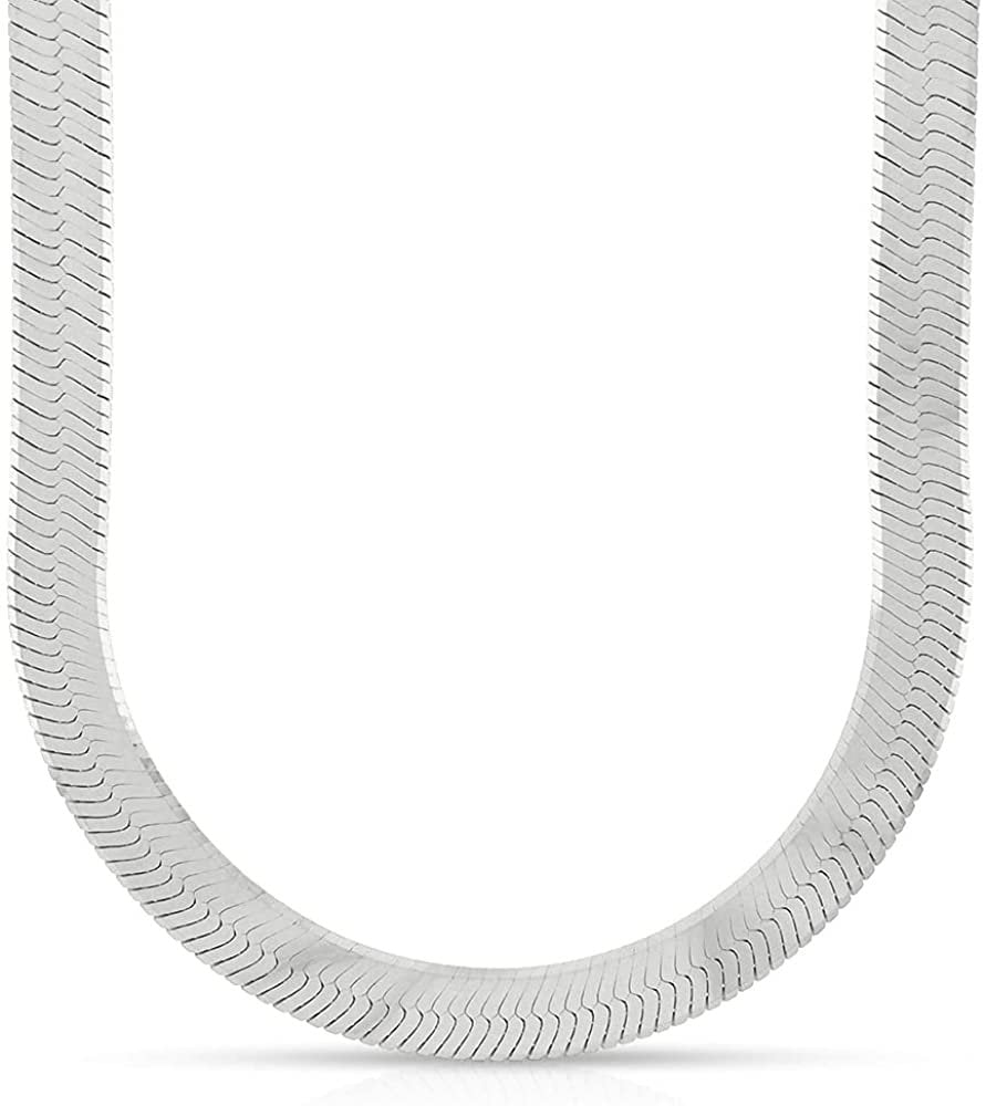 925 Sterling Silver 2.5mm - 11.5mm Herringbone Chain, FREE Microfiber Cloth, ITProLux Flat Imperial Link Mens Womens Necklace, Giorgio Bergamo