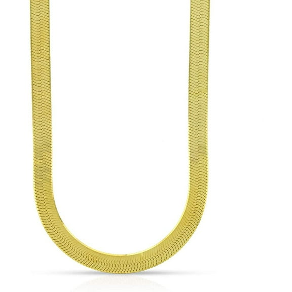 925 Sterling Silver 2.5mm - 11.5mm Herringbone Chain, FREE Microfiber Cloth, Yellow Gold Plated Flat Imperial Link Mens Womens Necklace, Giorgio Bergamo