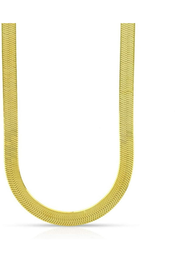 925 Sterling Silver 2.5mm - 11.5mm Herringbone Chain, FREE Microfiber Cloth, Yellow Gold Plated Flat Imperial Link Mens Womens Necklace, Giorgio Bergamo