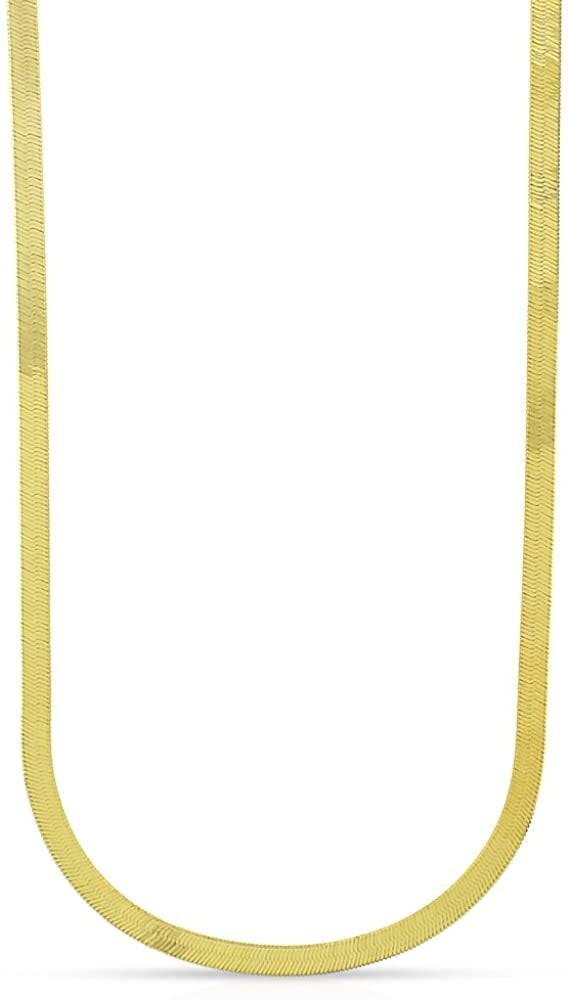 925 Sterling Silver 2.5mm - 11.5mm Herringbone Chain, FREE Microfiber Cloth, Yellow Gold Plated Flat Imperial Link Mens Womens Necklace, Giorgio Bergamo