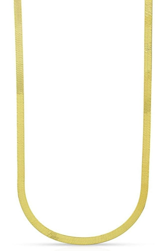 925 Sterling Silver 2.5mm - 11.5mm Herringbone Chain, FREE Microfiber Cloth, Yellow Gold Plated Flat Imperial Link Mens Womens Necklace, Giorgio Bergamo