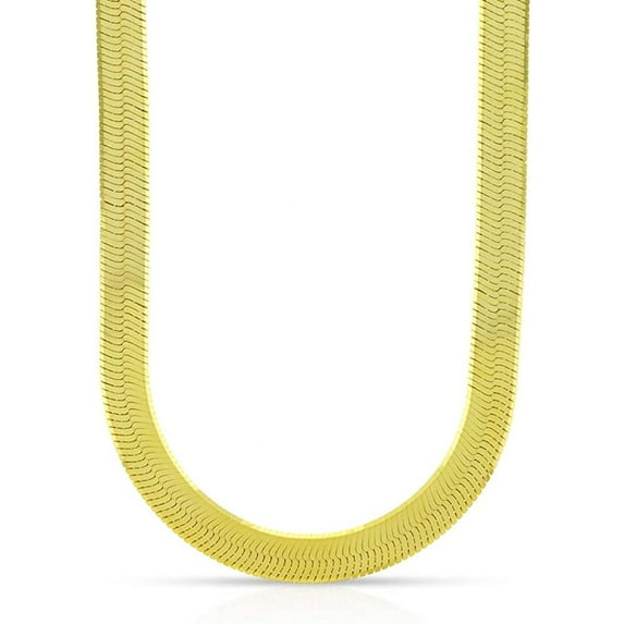 925 Sterling Silver 2.5mm - 11.5mm Herringbone Chain, FREE Microfiber Cloth, Yellow Gold Plated Flat Imperial Link Mens Womens Necklace, Giorgio Bergamo