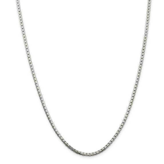 925 Sterling Silver 2.5mm 8 Side Diamond Cut Box Chain w/ Spring Ring Clasp - 16"