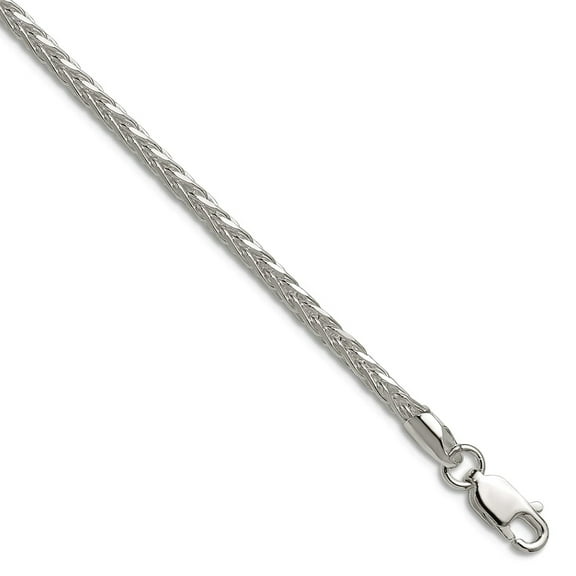 925 Sterling Silver 2.5mm 8 Sided Sparkle-Cut Double Spiga Chain Necklace 16 Inch Chain Necklace for Women and Men