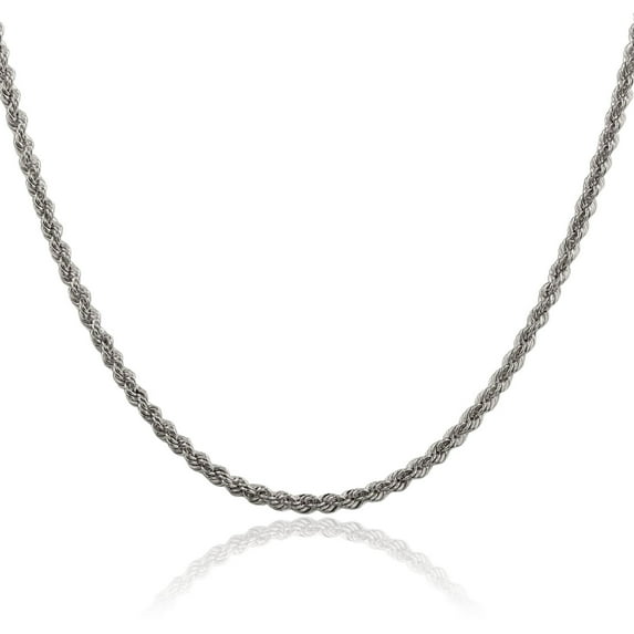 925 Sterling Silver 2.5mm Rope Chain Twisted Link Necklace