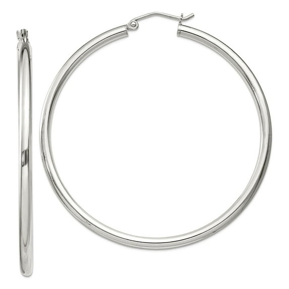 925 Sterling Silver 2.5mm Round Hoop Earrings 52x50mm Wide 2.5mm Thick Hoop Earring for Women