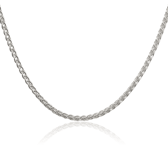 925 Sterling Silver 2.5mm Round Spiga Wheat Link Chain Necklace