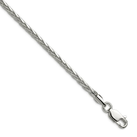 925 Sterling Silver 2.5mm Sparkle-Cut Square Spiga Chain Necklace 24 Inch Chain Necklace for Women and Men