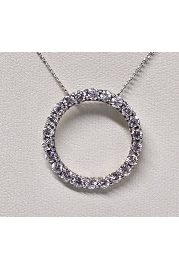925 Sterling Silver 2 Ct Lab Created Round Diamond Infinity Circle Pendant Necklace
