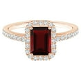 thumbnail image 1 of 925 Sterling Silver 2 Ctw Octagon Garnet Gemstone Solitaire Accents Women Ring, 1 of 4