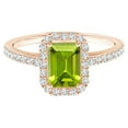 thumbnail image 1 of 925 Sterling Silver 2 Ctw Octagon Peridot Gemstone Solitaire Rose Plated Ring, 1 of 4