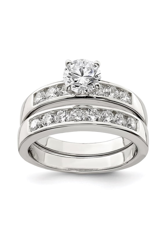 925 Sterling Silver 2-Piece Cubic Zirconia Bridal Engagement Wedding Set Ring Fine Jewelry For Women Gifts For Her, Size 6
