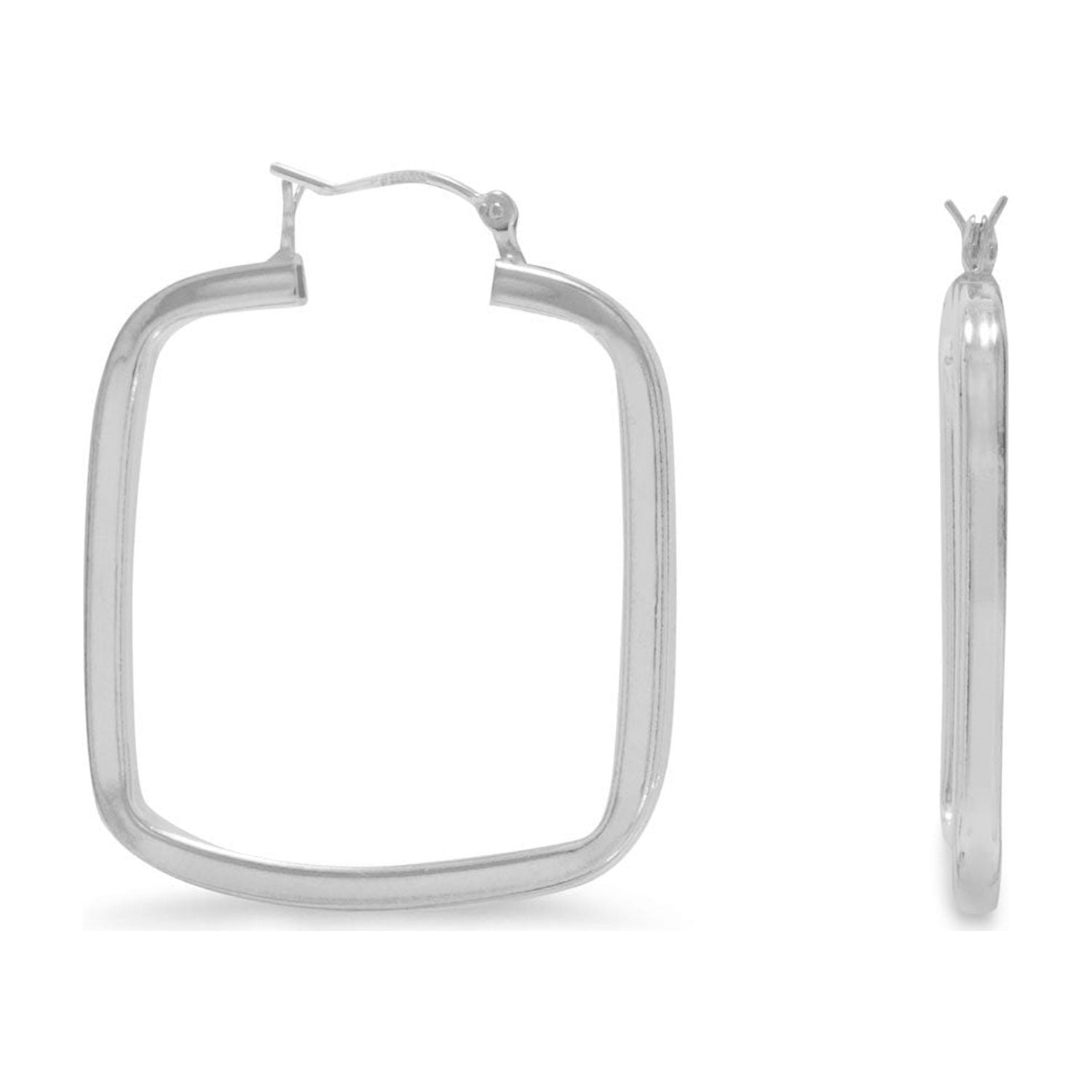 .925 Sterling Silver 2 x 29mm Square Hoop Women's Earrings - Walmart.com