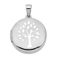 thumbnail image 1 of 925 Sterling Silver 20mm Grooved and Polished Tree Round Locket Locket Necklace for Women, 1 of 2