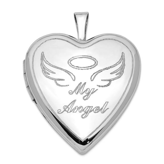 925 Sterling Silver 21mm Polished My Religious Guardian Angel Love Heart Locket Locket Necklace for Women