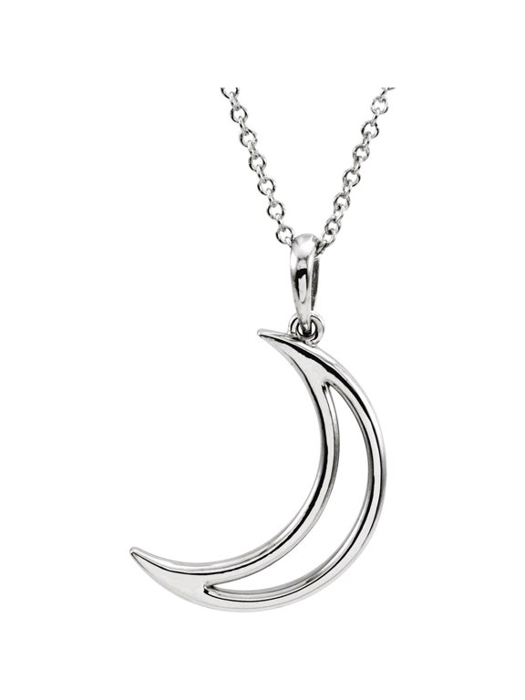 925 Sterling Silver 25.65x4.7mm Polished 16 Inch Celestial Moon Necklace Pendant Necklace for Women