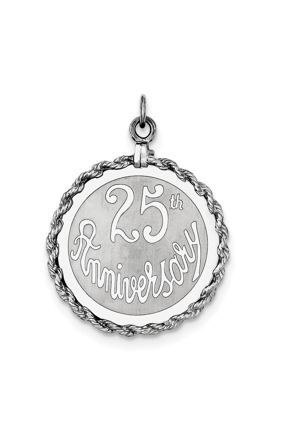 925 Sterling Silver 25th Anniversary Disc Charm Pendant