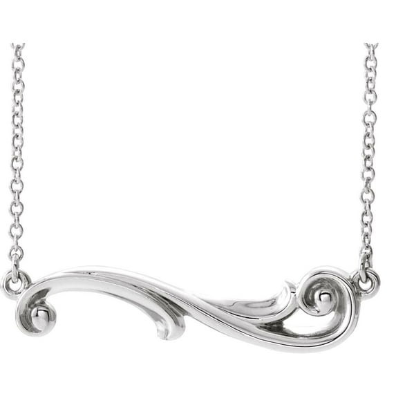 925 Sterling Silver 27.6x6.2mm 18 Inch Polished Sculptural Freeform Bar Necklace Pendant Necklace for Women