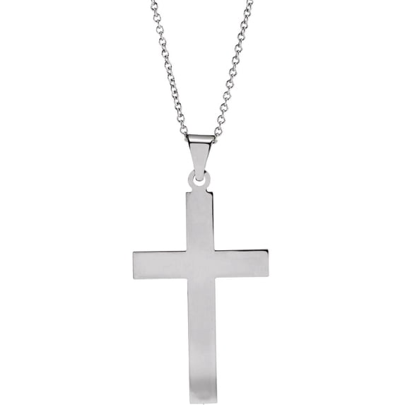 925 Sterling Silver 28x18mm Polished Religious Faith Cross Necklace Pendant Necklace for Women