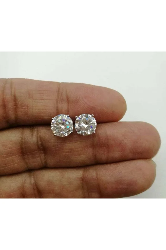 925 Sterling Silver 2Ct Round Cut Lab Created Diamond Women's Men's Stud Earrings