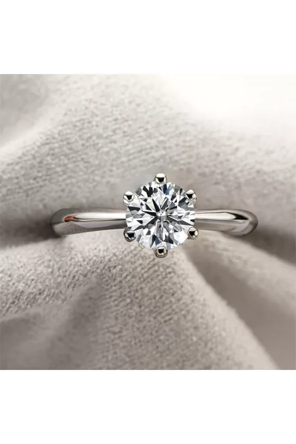 925 Sterling Silver 2Ct Round Cut Natural Moissanite Women's Wedding Ring, 14K White Gold Plated - Perfect Gift for Her