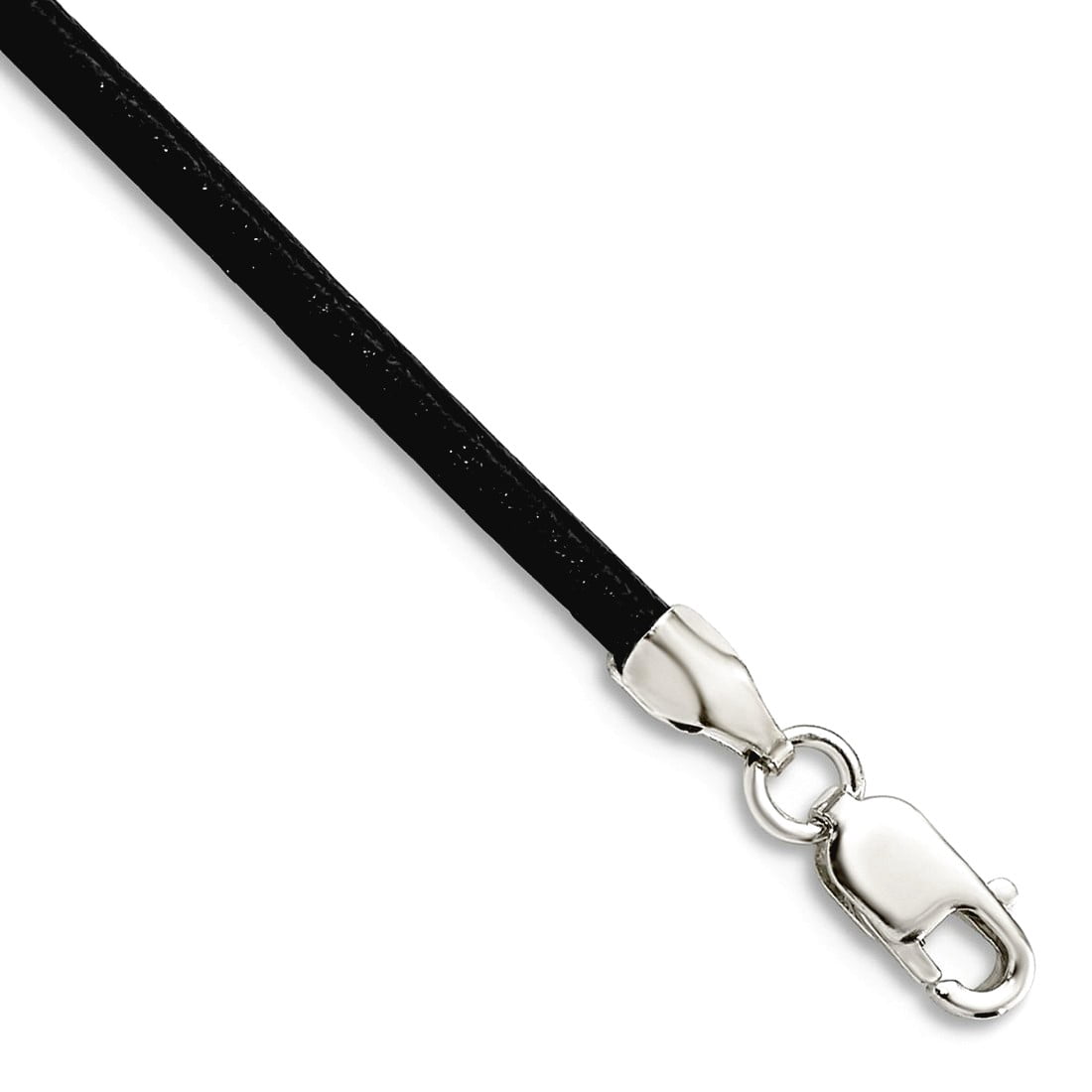 925 Sterling Silver 2mm Black Leather Cord Necklace 20 Inch Pendant Necklace for Women