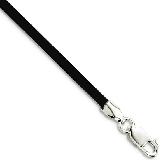 925 Sterling Silver 2mm Black Rubber Cord Necklace 18 Inch Lobster Claw Pendant Necklace for Women