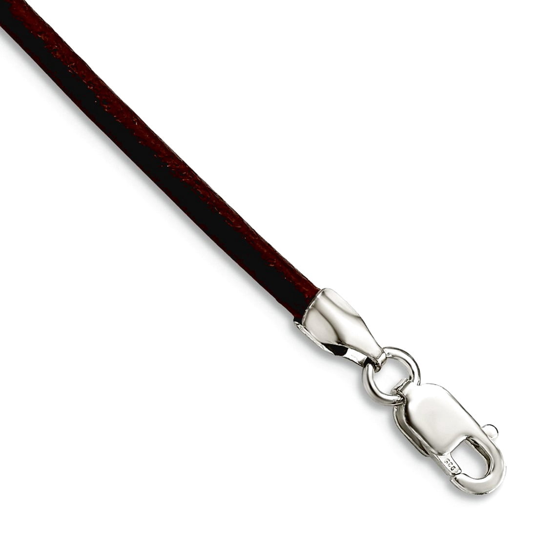 925 Sterling Silver 2mm Brown Leather Cord Necklace 18 Inch Lobster Claw Pendant Necklace for Women