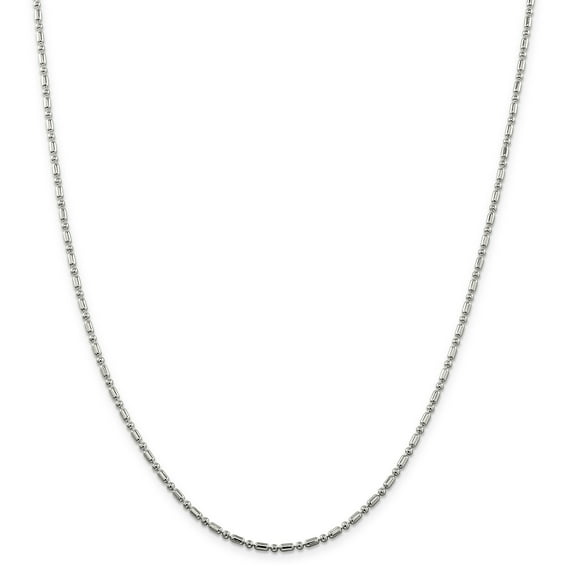 925 Sterling Silver 2mm Fancy Beaded Chain 24 Inch