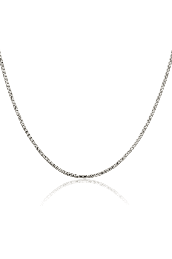 925 Sterling Silver 2mm Round Box Link Chain Necklace