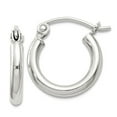 thumbnail image 1 of 925 Sterling Silver 2mm Round Hoop Earrings 14x12mm Wide 2mm Thick Hoop Earring for Women - .7 Grams, 1 of 2