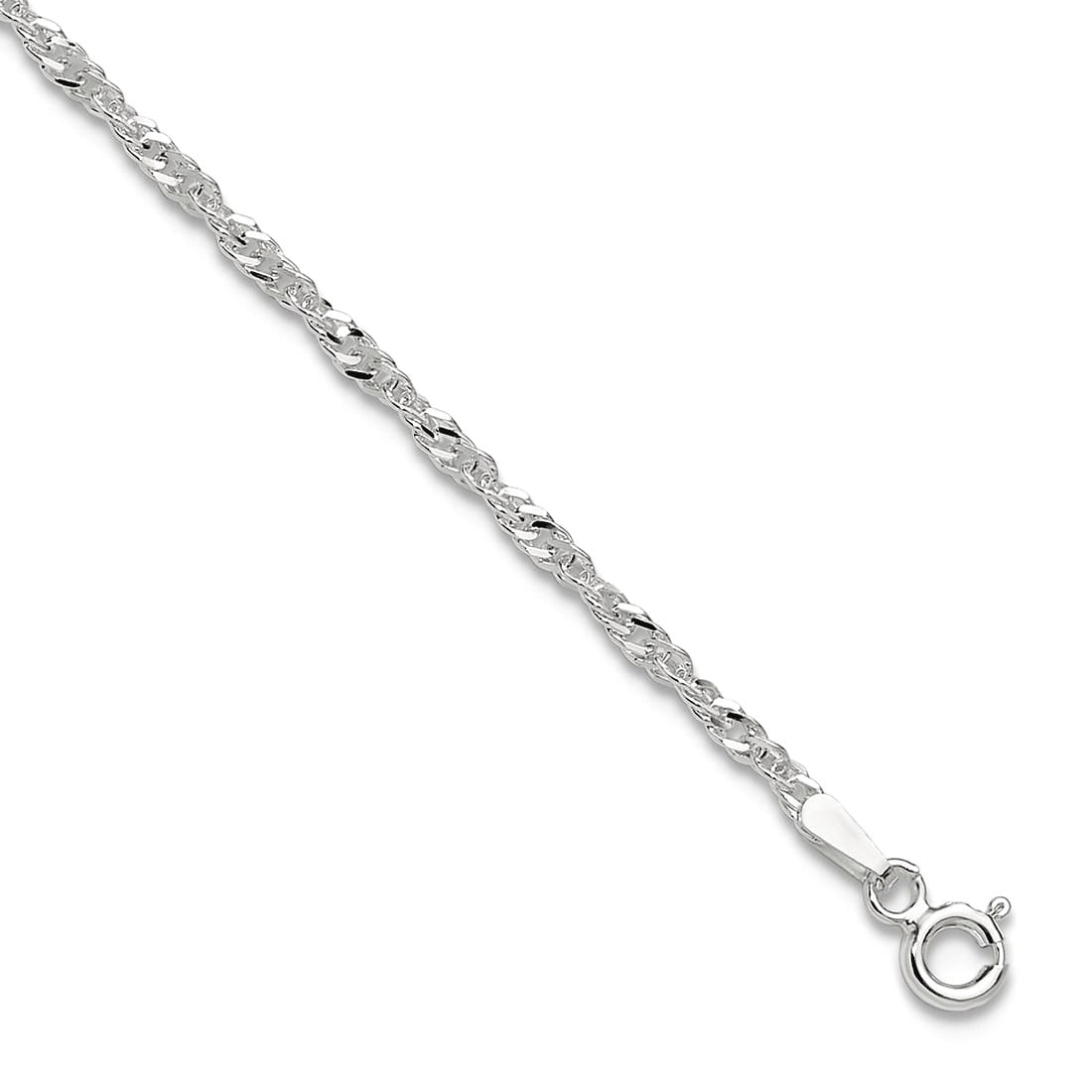 925 Sterling Silver 2mm Singapore Plus 1in Extension Chain Anklet 10 Inch Anklet for Women and Men