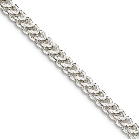 925 Sterling Silver 2mm Sparkle-Cut Square Franco Chain Necklace 22 Inch Chain Necklace for Women and Men